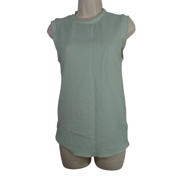 Wishlist Mint Green Woven Sleeveless Top Women Size S High Neck Textured - Picture 1 of 8